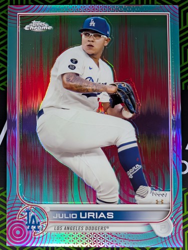 Julio Urias 2022 Topps Chrome Sonic Aqua/Pink Sonic Refractor 069/199 Dodgers - Picture 1 of 2