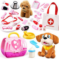 22-Piece Vet Play Set for Kids with Puppy, Light  Sound, Carrier  Doctor Tools