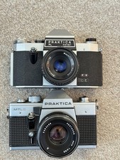 2 Vintage Praktica analoge Spiegelreflexkameras 35 mm MTL3/PL Nova I Pentacon Meyer Domiplan