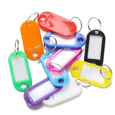 10/50Pcs Colors Plastic Key Tags with Card Label for DIY Keychain Kit Luggage Ta
