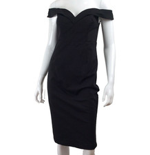 Bardot Date Night Off The Shoulder Midi Dress Black Sweetheart Neckline Sz M NWT