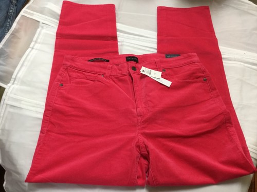 Talbots Womens Sz 12 Corduroy Pants Jeans Raspberry Slimming Panel Straight Leg - Picture 7 of 9