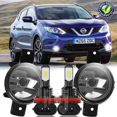 For NISSAN QASHQAI 2017-2019 Pair Bumper+H11 LED Fog Lights Front Lamps bulb