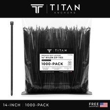 1000-Pack Premium 14" Inch Black Nylon Zip Ties, 60 lbs, UV Resistant, 4.8mm