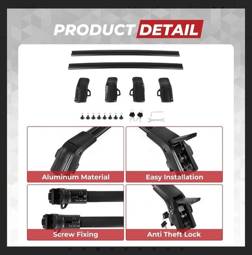 Car Roof Rack Cross Bars, Roof Bar for 2015-2020 Suburban & Tahoe with Grooved - Picture 2 of 8
