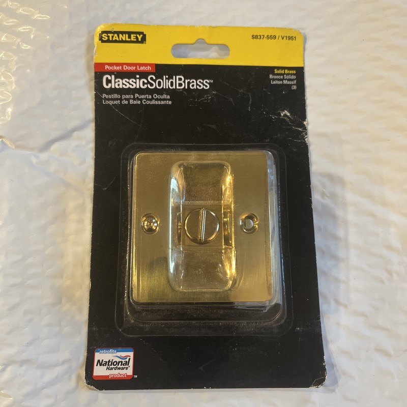 Stanley Classic Solid Brass Pocket Door Latch - S837-559/V1951 NEW