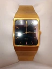 Seiko SX Tank Watch Men 26mm Black Dial Gold Tone Rectangle 5Y95-5000 New Batt