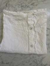 WHITE LINEN  24” Square Euro Pillow Shams Button Closure, No Stains Set Of 2
