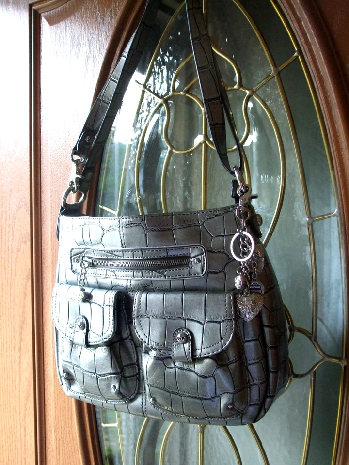 BOLSO BANDOLERA KATHY VAN ZEELAND, GRIS, COCODRILO, EXCELENTE FORMA MUY QUERIDA Foto 2 de 4