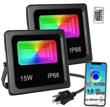 150W Led Color Changing Flood Lights Multi Colors RGB 15W-RGB-2 Pack