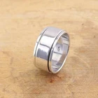 Rotating Silver Ring Simple Plain Wide Band Mens Spinner Band Ring All Size Ring
