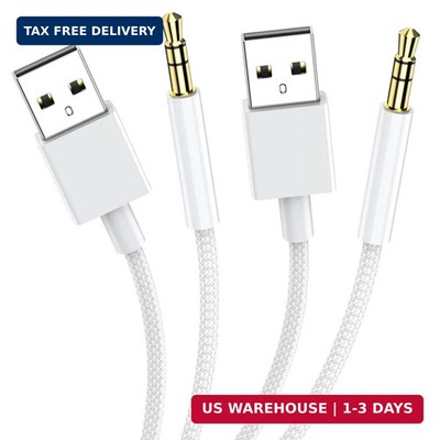 USB a to 3.5Mm Audio Aux Cable,Braided 3FT USB Male to AUX Male Jack Adapter TRS