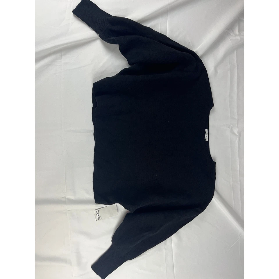 Suéter Pullover Bar III PM Negro Acanalado Tejido Manga Globo Cuello Redondo Foto 2 de 4