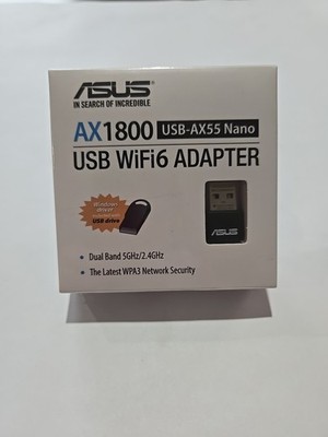 New ASUS Dual-Band Wi-Fi AX1800 USB-AX56 Nano USB Network Adapter - Black