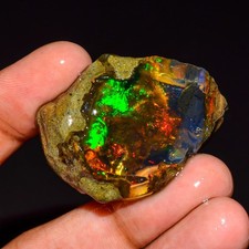 Ethiopian Opal Crystal Rough Gemstone Multi Fire Opal Raw 37X27X10mm 57Ct