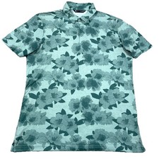 Travis Mathew Polo Shirt Men XL Green Floral Print Performance AOP Adult Golf