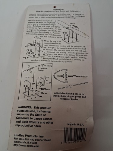 Equilibrador de utilería Du-Bro Tru-Spin No. 499 para hélices, rotores y neumáticos R/C NOS - Imagen 4 de 4