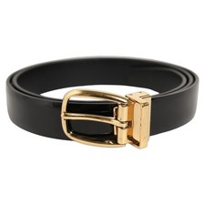 DOLCE & GABBANA Belt Black Classic Leather Gold Tone Buckle 85cm / 34in 450usd