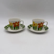 Figgjo Annemarie Kirsten Dekor Teacup & Saucer Set of 2 Floral Norway Dish