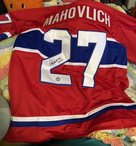 PETE MAHOVLICH Signed CUSTOM JERSEY D&A Cardworld COA Hockey Montreal Candiens - Picture 1 of 5