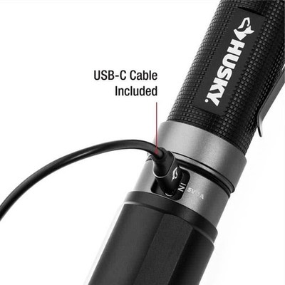 Husky 1200 Lumens Dual Power LED Rechargeable Focusing Flashlight