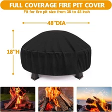Fire Pit Cover Round, Fits 44-50 Inch Firepit or Fire Bowl, Outdoor Waterproof