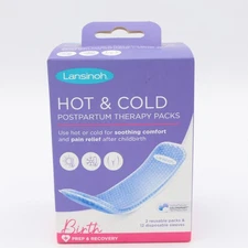 Lansinoh Hot & Cold Postpartum Therapy Packs - 2 Reusable Pads & 12 Sleeves