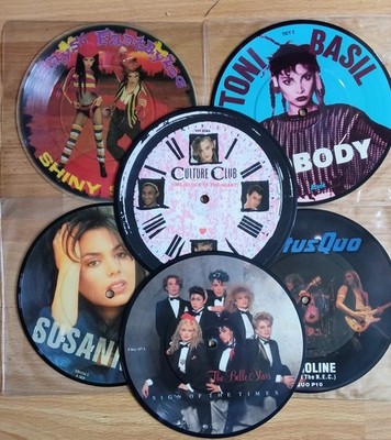 Picture Singles x 6 Collection/Job Lot Culture Club, Belle Stars, Status Quo etc