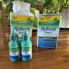 REFRESH Tears Lubricant Eye Drops, 0.5 oz  2 Bottles X2 Exp 2027
