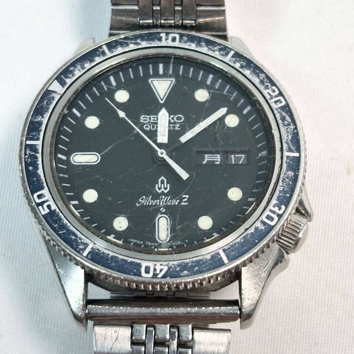 時計 SEIKO SILVER WAVE Z 7546-6060 Seiko Silverwave Z 7546-6060 Vintage Day Date St.Steel Blk