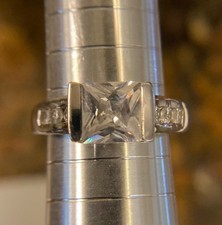 925 Silver Square Cut Cubic Zirconia Ring Size 7