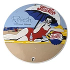 Vintage Pepsi Porcelain Sign - Bottles Beach Beverage Drink Cola Gas Sign