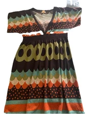 LUCCA COUTURE, Brown Multi Color Pattern Dress, Sz M.