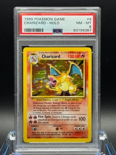 PSA 8 NM-MT ✨ - Charizard 004/102 Base Set Holo - 1999 Pokemon