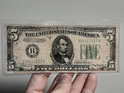 1934 A 5 Dollar Green Seal Banknote