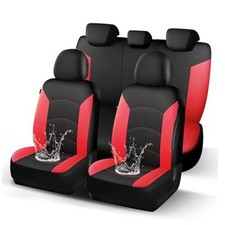 Neoprene Waterproof Seat Covers, Premium Cloth Car Seat Full Set Black Red