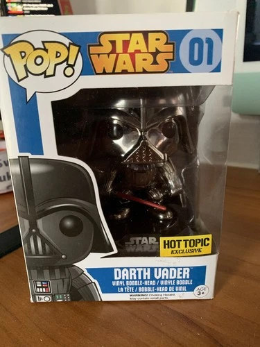 Funko Pop! Star Wars * Darth Vader * (Metallic, Chrome)  HOT TOPIC * Bobble-head