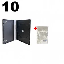 10 STANDARD Black Single DVD Cases 14MM & 100 OPP Bags