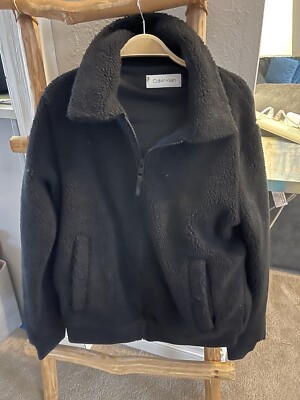 Calvin Klein Hoodie fuzzy fleece pullover half zip womens size L