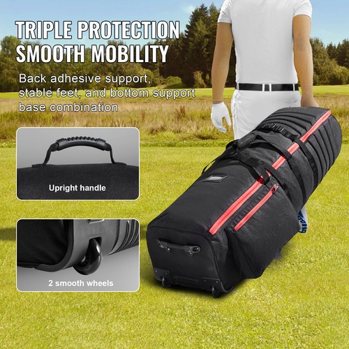 Golf Club Travel Bag Golf Luggage Case Cover with Wheels 1800D Oxford - Picture 3 of 12