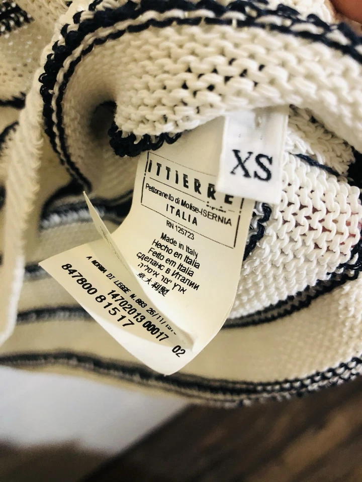 Vtg MALE Jean Paul Gaultier White & Navy pinestriped Mesh Tank Top — 第 3/3 张图片