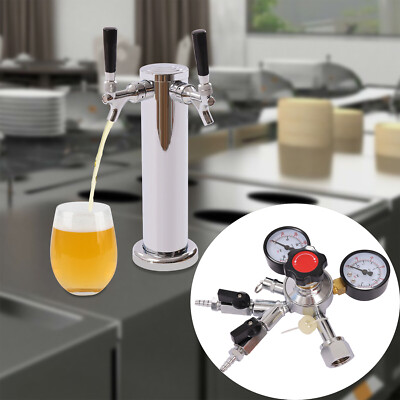 Draft Beer Tower 2 Tap Dual Faucet Beer Dispenser Stainless Steel Homebrew Bar
