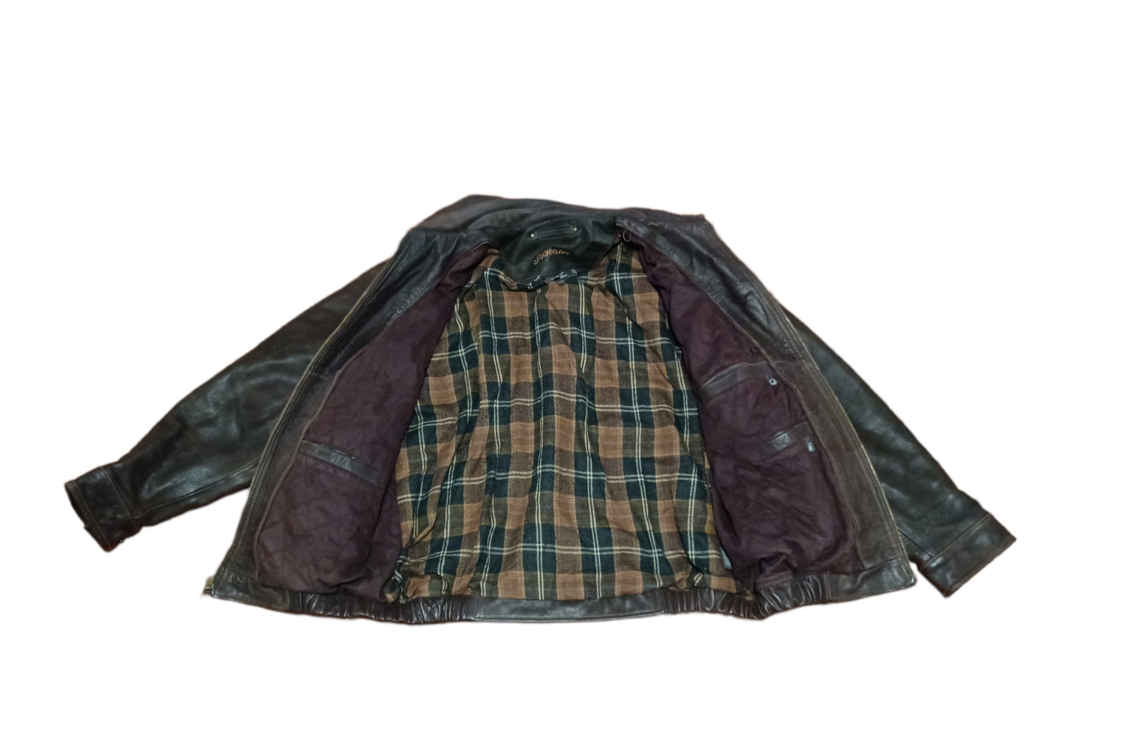 Vintage 80s St Johns Bay Brown Leather Bomber Jacket, Large image 4