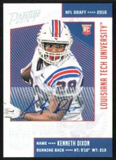 Kenneth Dixon 2016 Panini Prestige NFL Passport Ink/100 #8 AU, Louisiana Tech