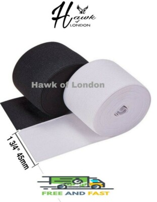 45 MM TOP QUALITÄT SCHWARZ/WEISS FLACH GEWEBTE GUMMIBÄNDER NÄHEN VERSCHIEDENE LÄNGEN