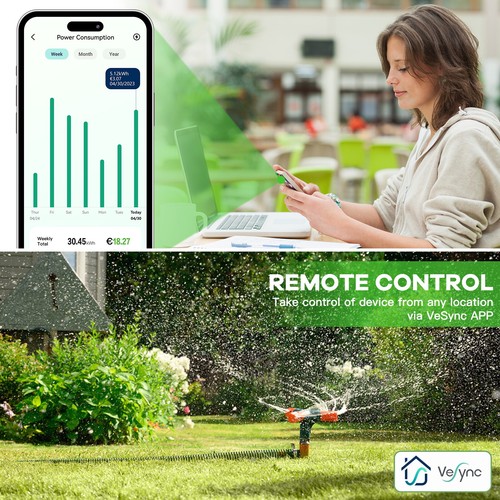 GREENSUN 2pcs WLAN Smart Steckdose Ourdoor Wasserdicht Außensteckdose Vesync 16A - Afbeelding 4 van 11