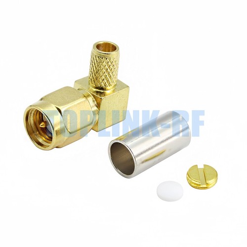 10 Connecteurs BNC Mâle Angle Droit - Pour Câbles RG58, RG142, RG400, LMR200, Sertissage