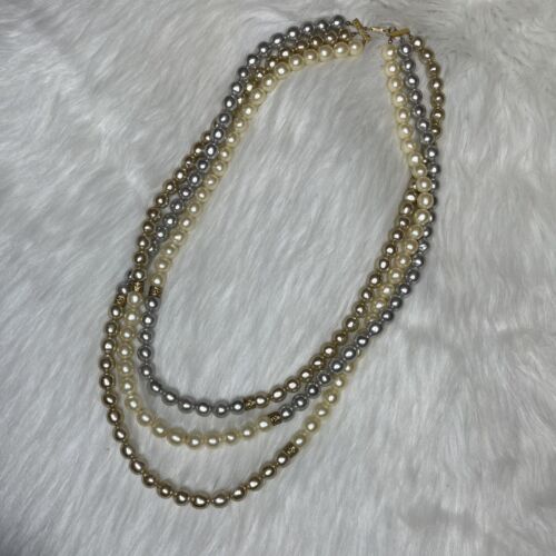 Carol Dauplaise Faux Pearls Necklace 31.5" Multi … - image 1