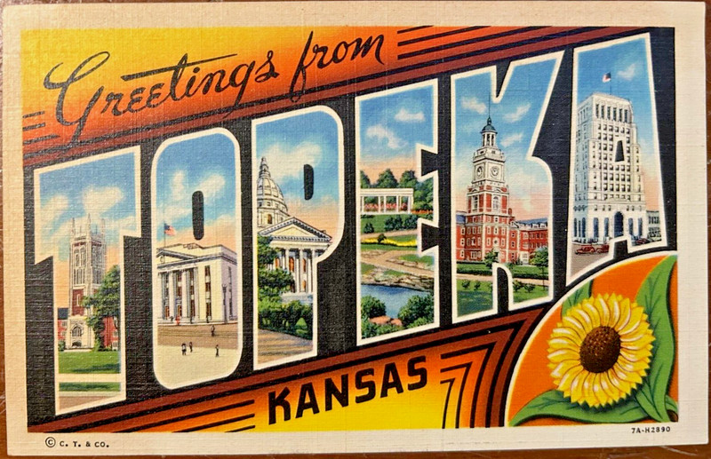 Vintage postcard: Greetings from Topeka, Kansas, unposted, excellent condition