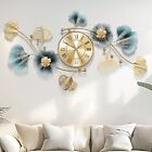 🔥New Large Wall Clock 3D Creative Metal Ginkgo Leaf Decoration Clock 32'x18'